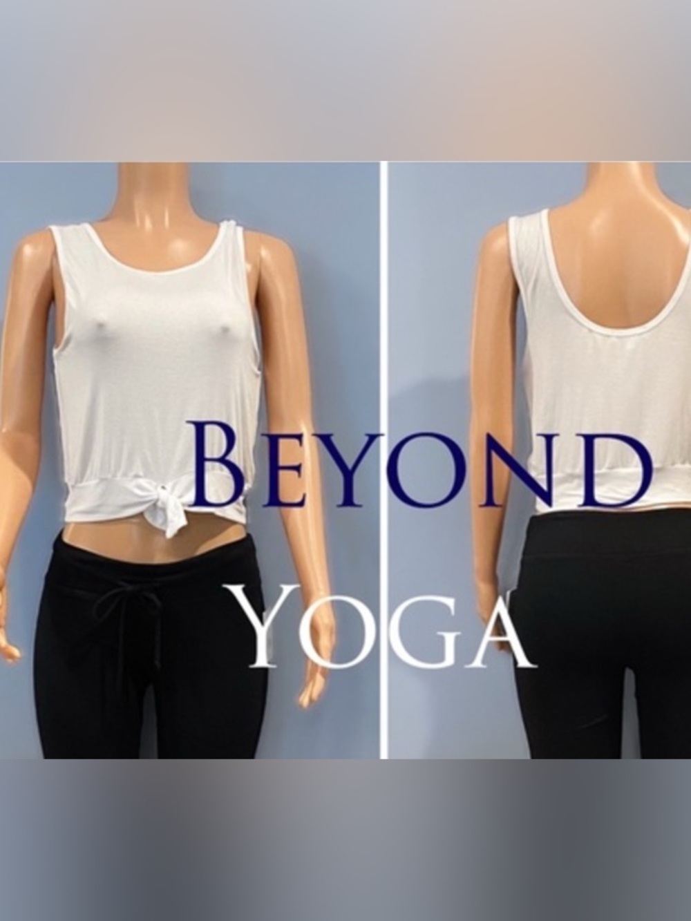 New Beyond Yoga White knot-Front Tank Top MODAL white M $58